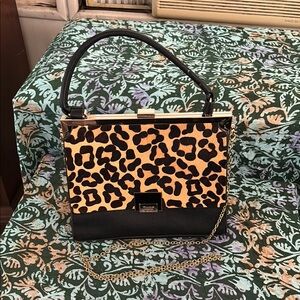 Leopard Print and Black Handbag by Dune London